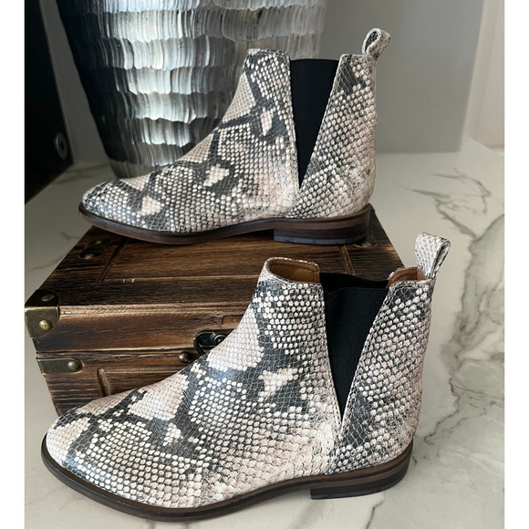 Lucky Brand Haylia Snake Print Pull-On Leather Booties - Picture 4 of 8